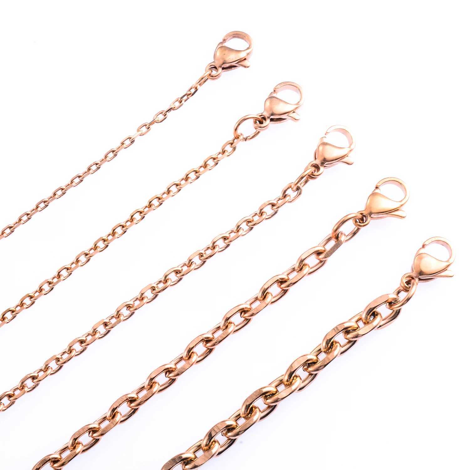 Stainl Steel O Chain For Men Women Rolo Necklace for Pendant Rose Color Cable Link 1.6mm 2.4mm 3mm 4mm 5mm WidthXJ241227