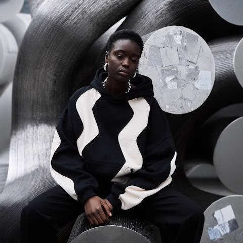 Autumn and winter new hoodie collar contrasting color loose Y2K street unisex long sleeved top