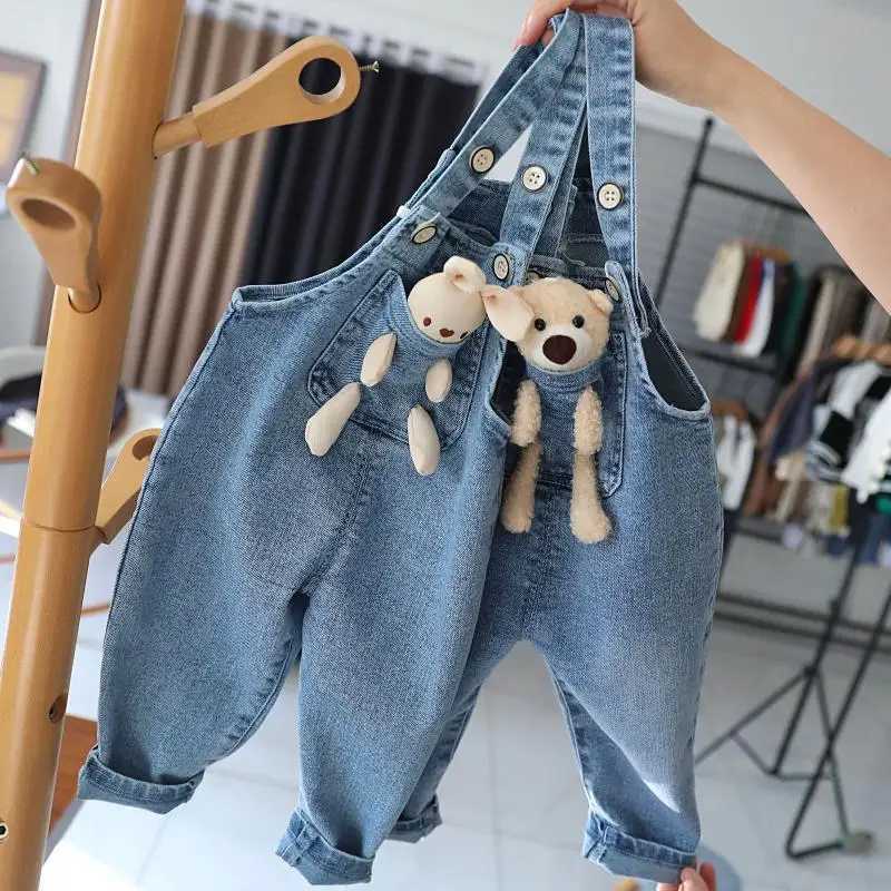 Baby Girls Jeans Pants Spring and Autumn Childrens Denim Pants Boys and Girls Casual Denim Strap Pants 0-6 Years W241227