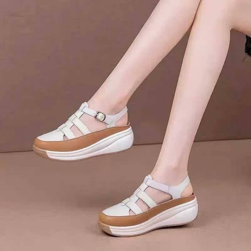 High Quality New Cross Hollow Soft Sole Sandals Roman Retro Casual Platform Shoes Womens Round Toe Loafers Sport Sandals T241227