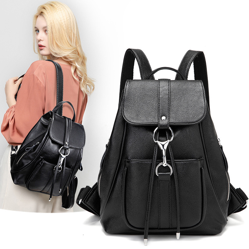2024 New Korean Edition Simple Leisure Versatile Fashion Women's Backpack Soft Leather Travel Bag