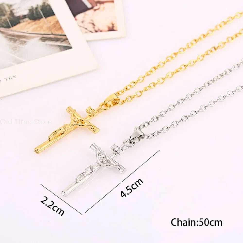 Fashion Religious Christian God Cross Crucifix Pendant Necklace for Men Women Jesus Link Chain Wholesale Jewelry GiftsXJ241227