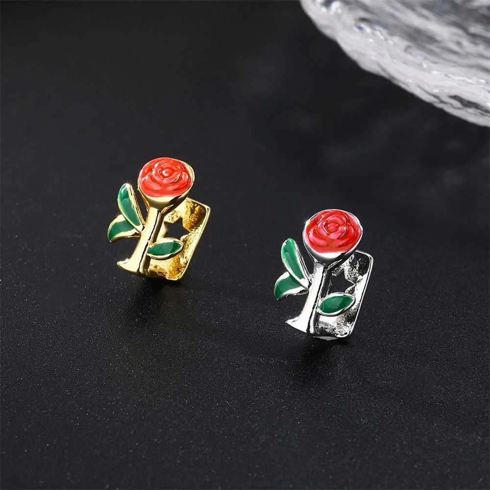 Hip Hop Teeth Grillz Rose Flower She Gold Plated Cs Charm Dental Grills For Men Women Jewelry Halloween Cosplay Gift W241227