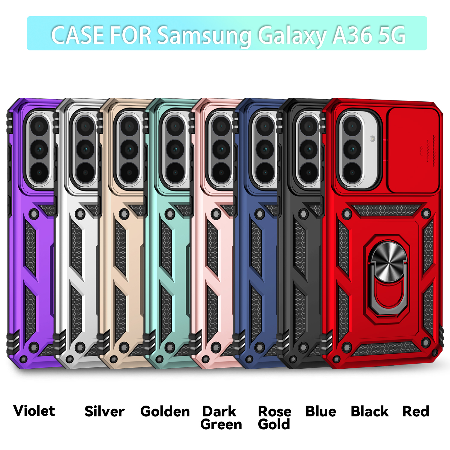 Military Grade Rugged Heavy Duty Case Slide Camera Ring Stand For Samsung S25 Edge S24 FE S23 Ultra A17 A06 A16 A26 A36 A56 A05 A05S MOTO G 5G Power P