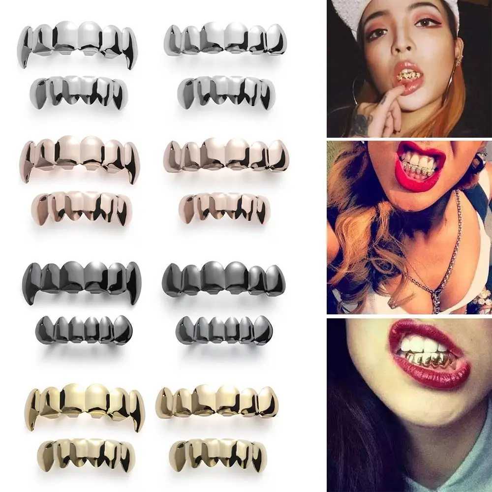 Fashion Gold Color Sliver Color Mold Kit Hip Hop Tooth C Top Bottom Grill Teeth Vampire Cosplay Mouth Decoration Bo Jewelry W241227