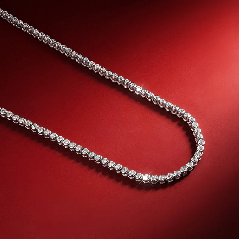 OEVAS 2MM 3MM Full Real Bubble Diamond Necklace For Women 100% 925 Sterling Silver Sparkling Wedding Fine Jewelry 241226