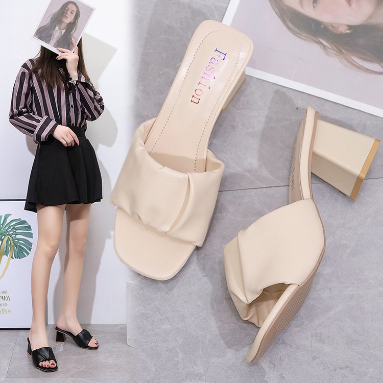 For Ddmywed Slippers Women Wearing High Thick Heels Square Toe Sandals Spring Summer New Korean Version Shoes S Shoe Trend Chinese Brand F Ddmysaturn