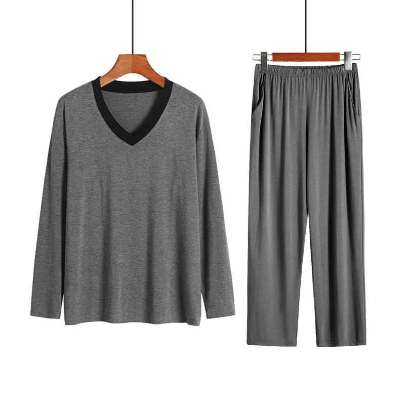 Autumn and Winter Modal Mens Pajamas Home Clothes Long Sleeved Long Pants Loose Casual Plus Size Pyjamas Men Sleepwear ClothesXJ241227