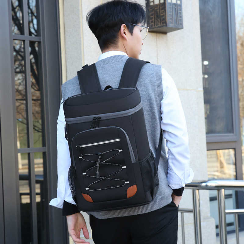 Hot Dual Shoulder Insulated Backpack for Outdoor Picnics Large Capacity Portable Ice Pack Crossbody Style Thick Picnic Bag 240920