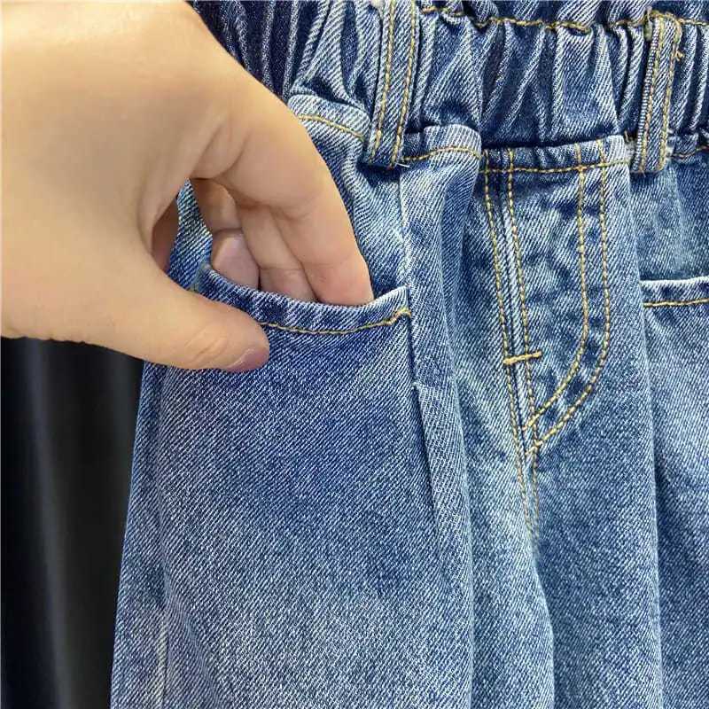 2024 Spring Autumn Girls Fashion Wide Leg Jeans Pants Baby Kids Children Denim Trousers W241227