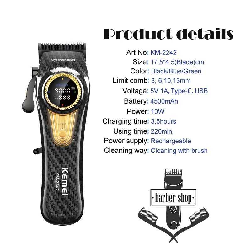 Kemei KM-2242 Beautiful Professional Hair Clipper Hair Cutting Machine With Charging Base For Men Electric Hair Trimmer Men Gift W241227