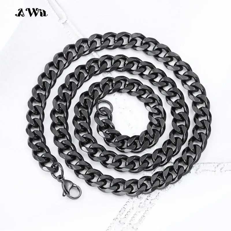 Cuban Link Chain Stainl Steel Necklace Waterproof 18 K Gold Plated Punk Men Women Black Silver color Jewelry DIY AccoriesXJ241227