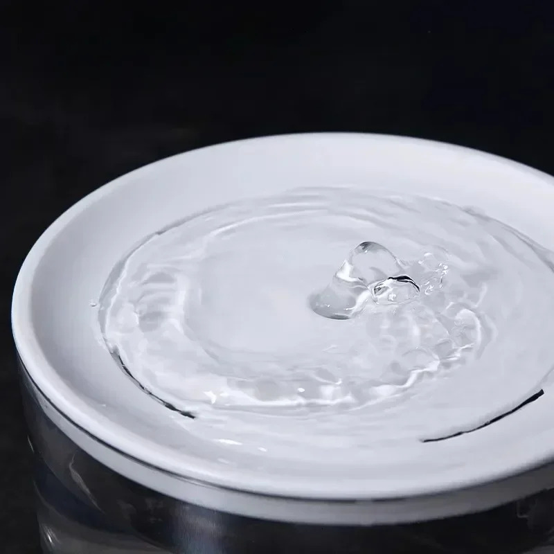 Ddmysat Automatic Circulating Pet Fountain Cat Mute Dispenser Dog Transparent Petal Water Filter Off Power Outage