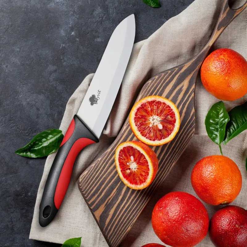 Ceramic knife set for household use practical fruit kitchen knife chefs knife for side dishes vegetable tray rust proof white blade with sheath Y24122