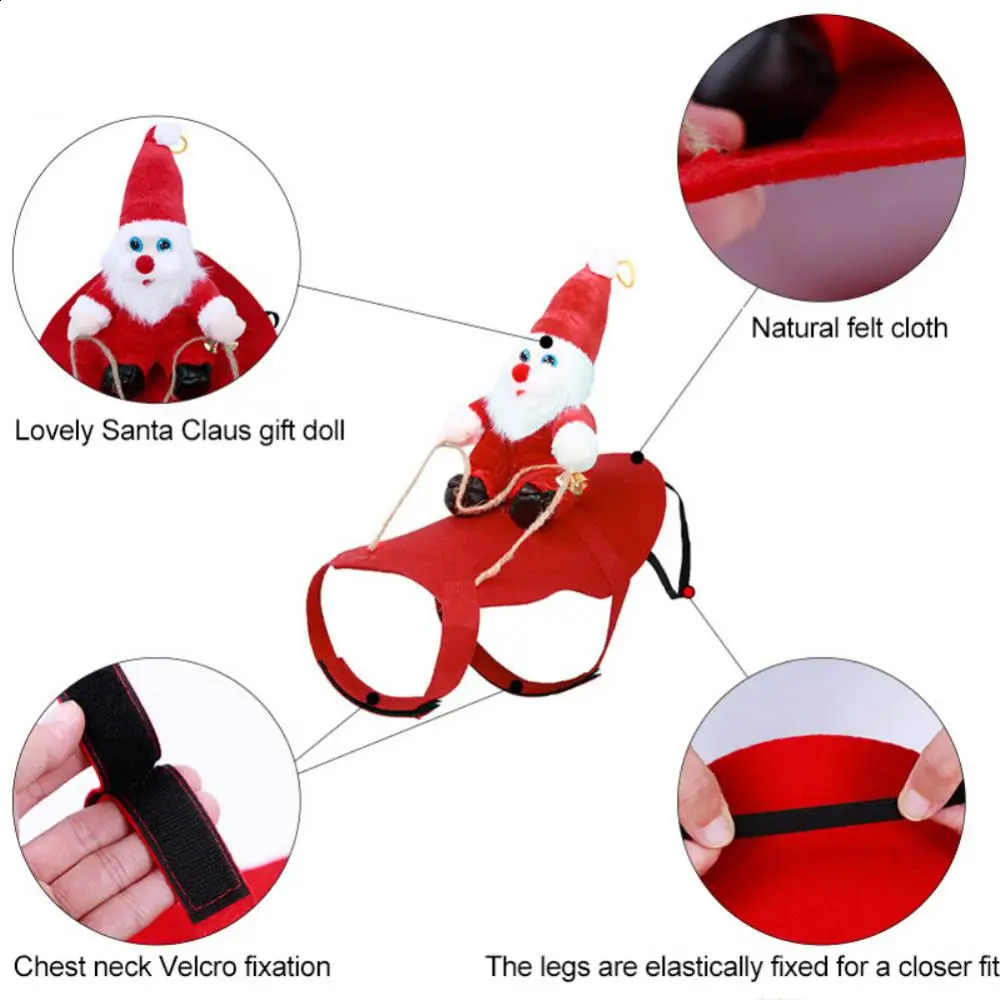 Creative Dog Cat Christmas Costume Santa Claus Riding Pet Cosplay Clothes Christmas Party Pet Coat Year Gift 241225