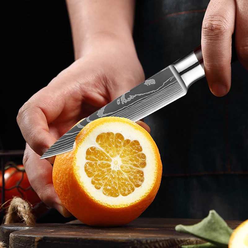 Razor sharp practical side dish knife set 1-4 pieces small chef cooking kitchen knife fruit and vegetable cutting knife red resin handle Y241227