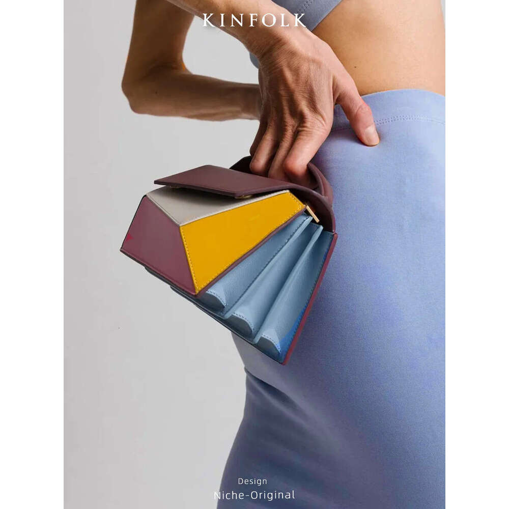 2025 New Trkiye Style Geometric Design Contrast Rhombic Organ Small Square Bag High Texture One Shoulder Crossbody
