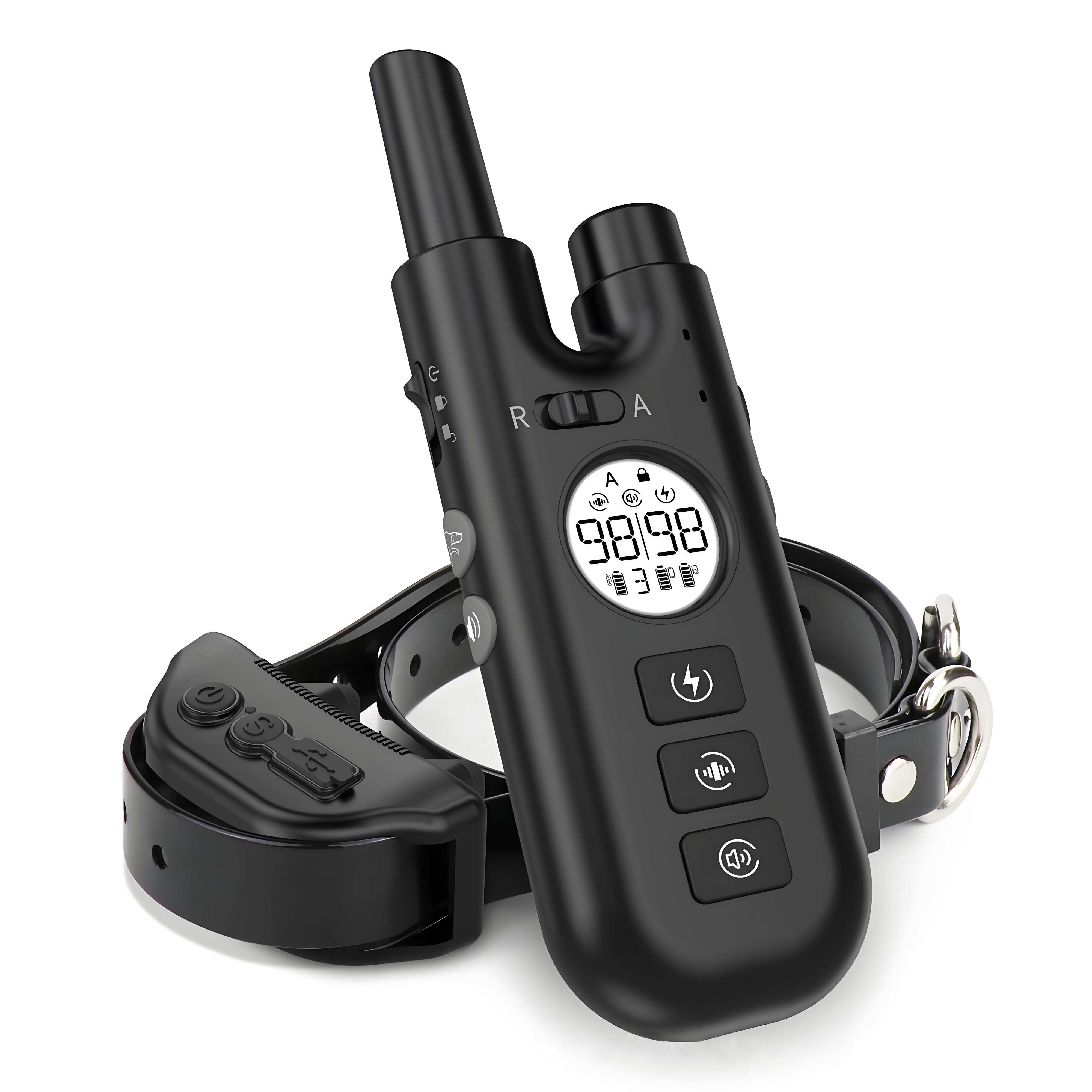 Waterproof Dog Training Collar, Auto-Barking Stopper, LCD Power Display, Remote Control, Vibration Collar, Shock Lock, 2in1