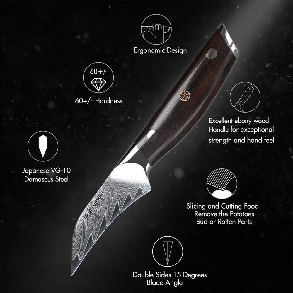 TURWHO 3.5-inch Paring Knife 67 Layer Damascus Steel Professional Shap Kitchen Vegetable Fruit Peeling Peeler Chef Utility Knife Y241227