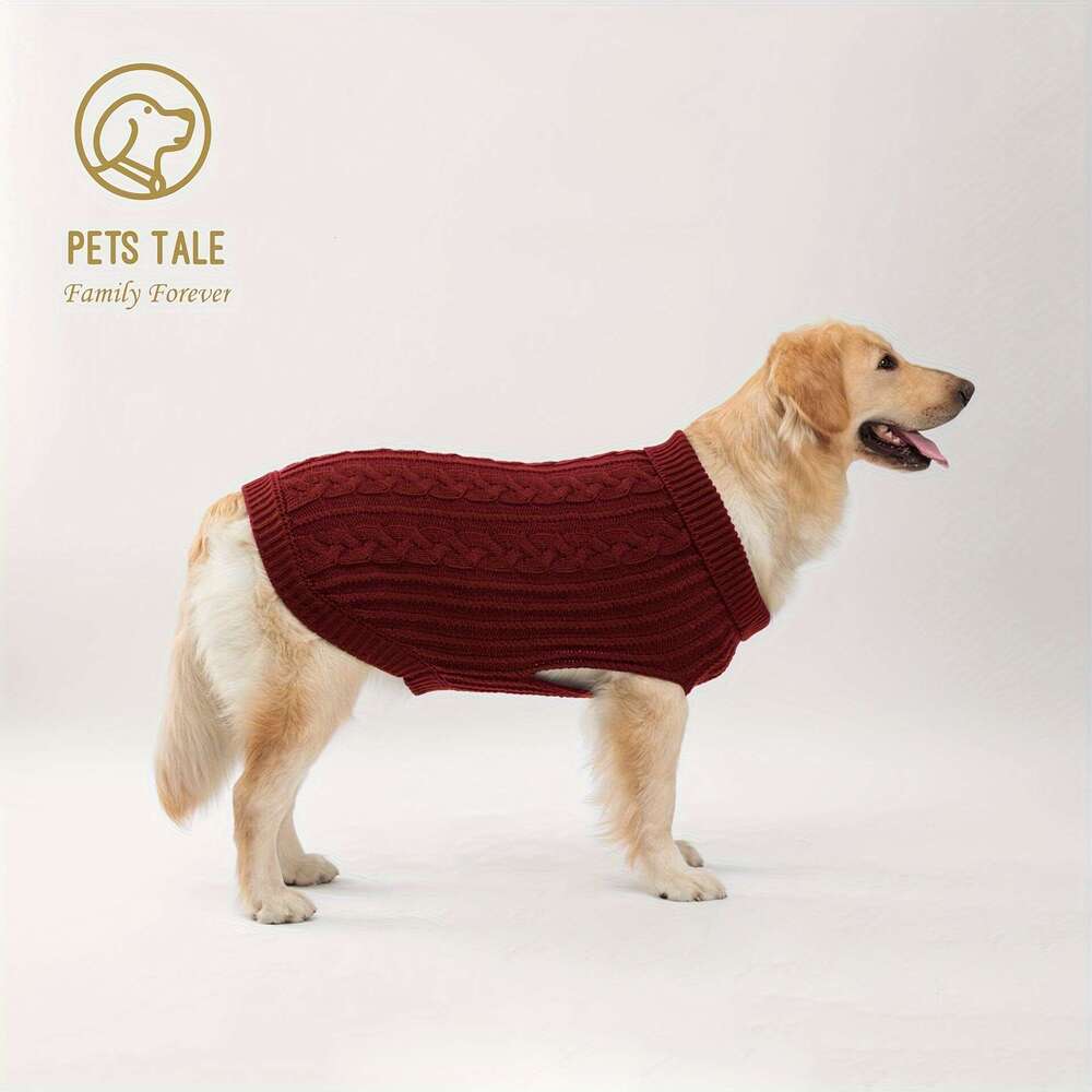 1pc Plain Color Pet Knitted Sweater For Autumn And Winter Dog Warm Clothes