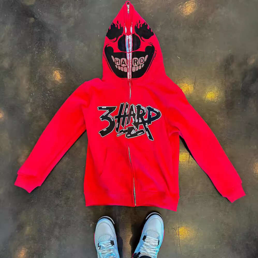 New Autumn/Winter Trendy Brand Letter Printed Style Full Zipper Street Loose Hoodie