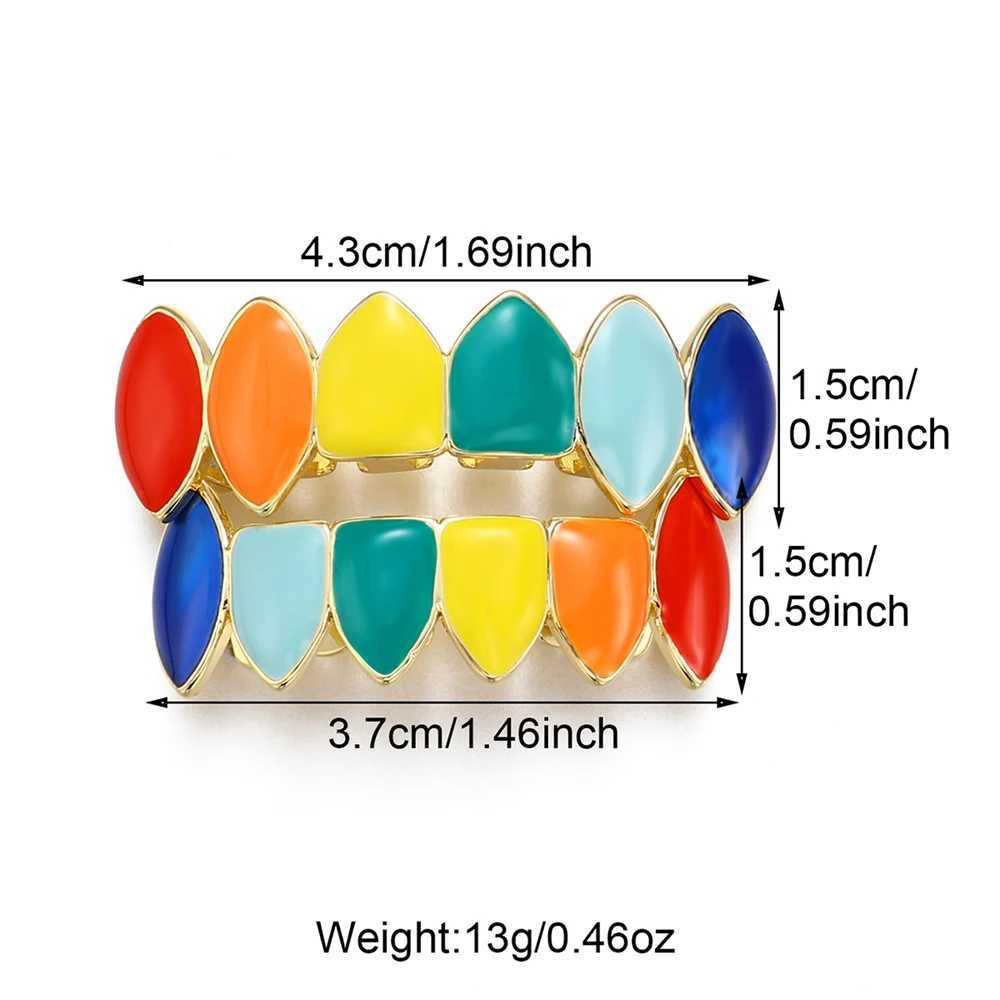 Hip Hop Colorful Drip Oil CZ Teeth Grillz Cs Cubic Zircon and Out Micro Pave Top Bottom Charm For Men Women Jewelry Xmas Gift W241227