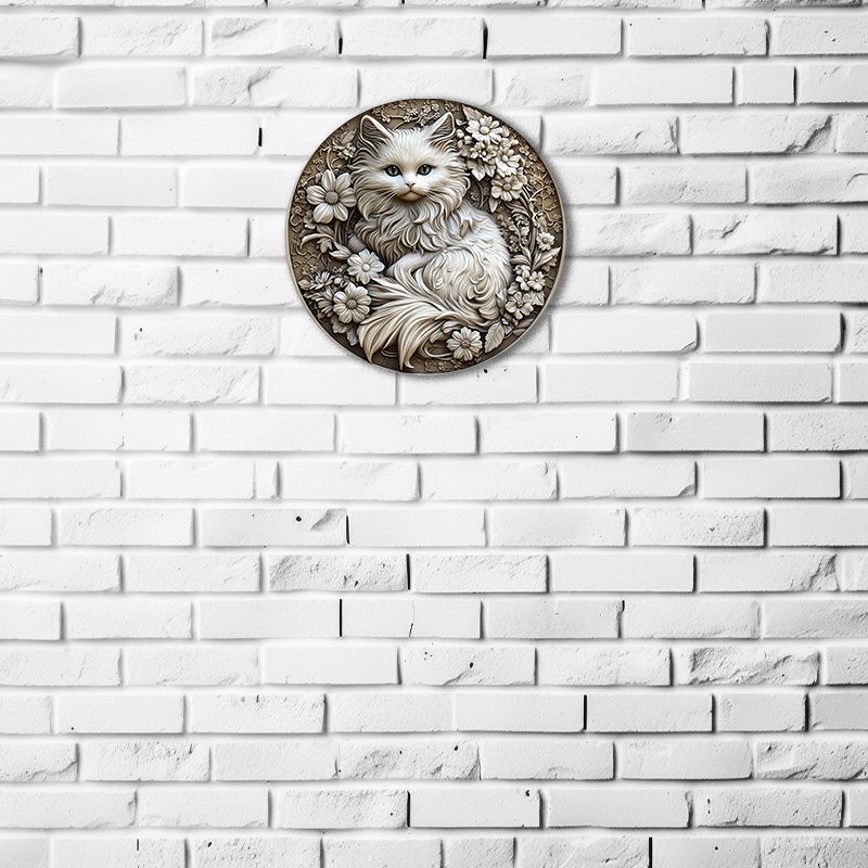 Ragged Cat - Personalized Pet Ornaments | Custom Circular Aluminum Decorative Paintings | Unique Pet Souvenir Tombstones