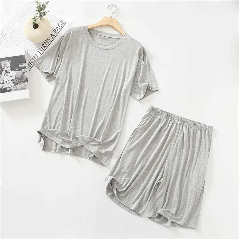 Summer Pajamas Male Modal Short Sleeved Shorts Suit Casual Large Size Two-Piece Set Mens Home Clothes Loungewear Pijama HombreXJ241227