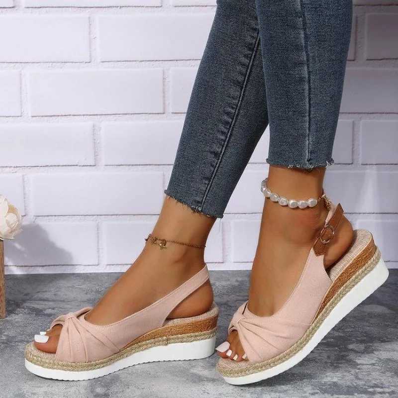 High Quality Women Fashion Sandals Open Toe Casual Wedge Platform Shoe Soft Sole Light Work Shoes Large Size Flat Comfortable Beach Shoe T241227