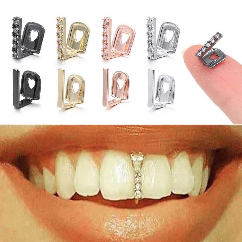 New Hip Hop Gold Teeth Grillz Top Crystal Punk Teeth Cs Cosplay Party Tooth Rper Funny Jewelry Gift Fashion Accories W241227