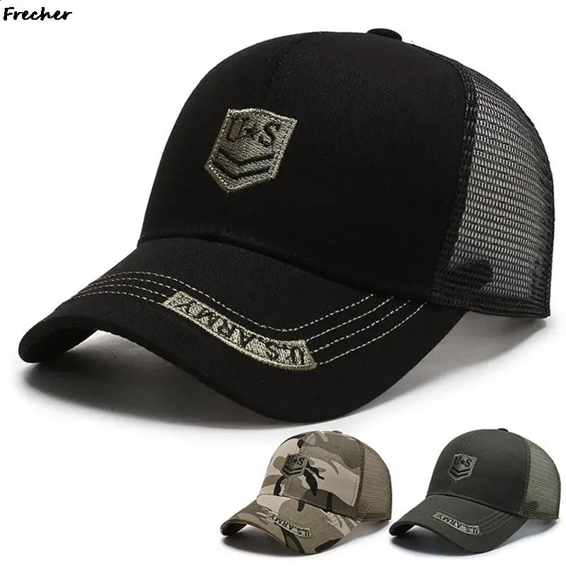 Mesh Patchwork Sun Hat Military Army Hats Unisex Summer Tactical Caps USA Embroidery Fashion Jungle Cap Golf Visors 241226