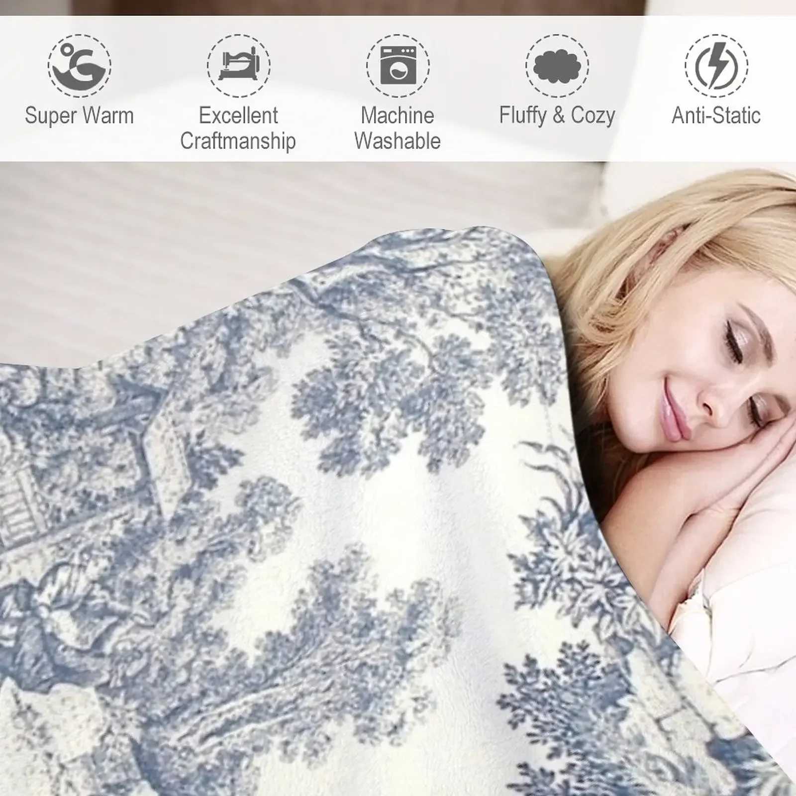 Toile de Jouy Number 2 Throw Blanket Sofa Quilt Dorm Room Essentials blankets and throws Personzed Gift Z241215