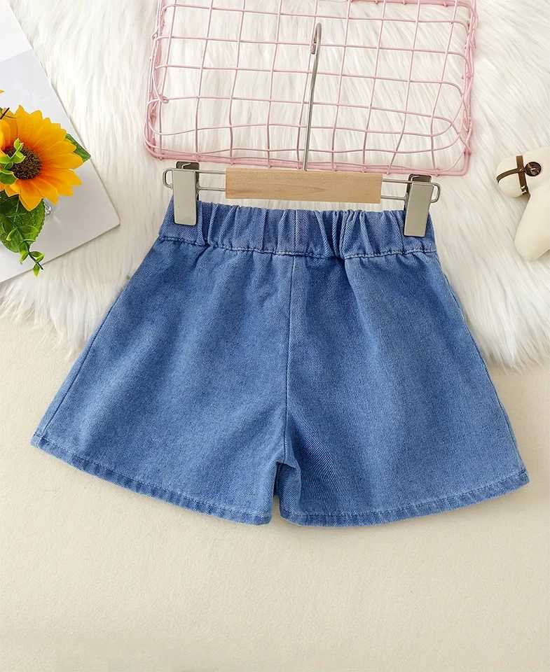 Girls Loose Fit Denim Shorts Casual Waistband Pants For Kids Children Toddlers W241227