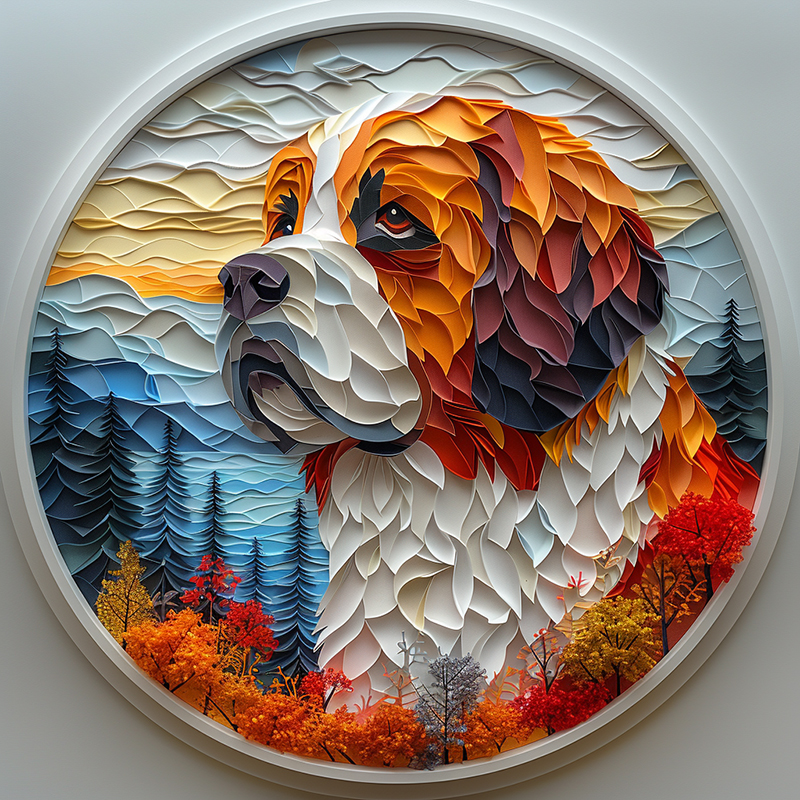 Custom Saint Bernard Dog Pet Ornaments Circular Aluminum Decorative Paintings Memorial Souvenir Tombstones for Indoor Outdoor