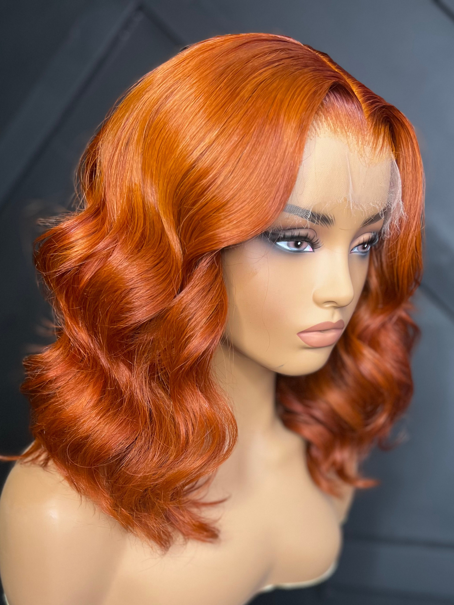 200Density Ginger Orange Color HD Transparent Body Wave Frontal Human Hair BOB Wig 13X4 Lace Front Wigs For Women