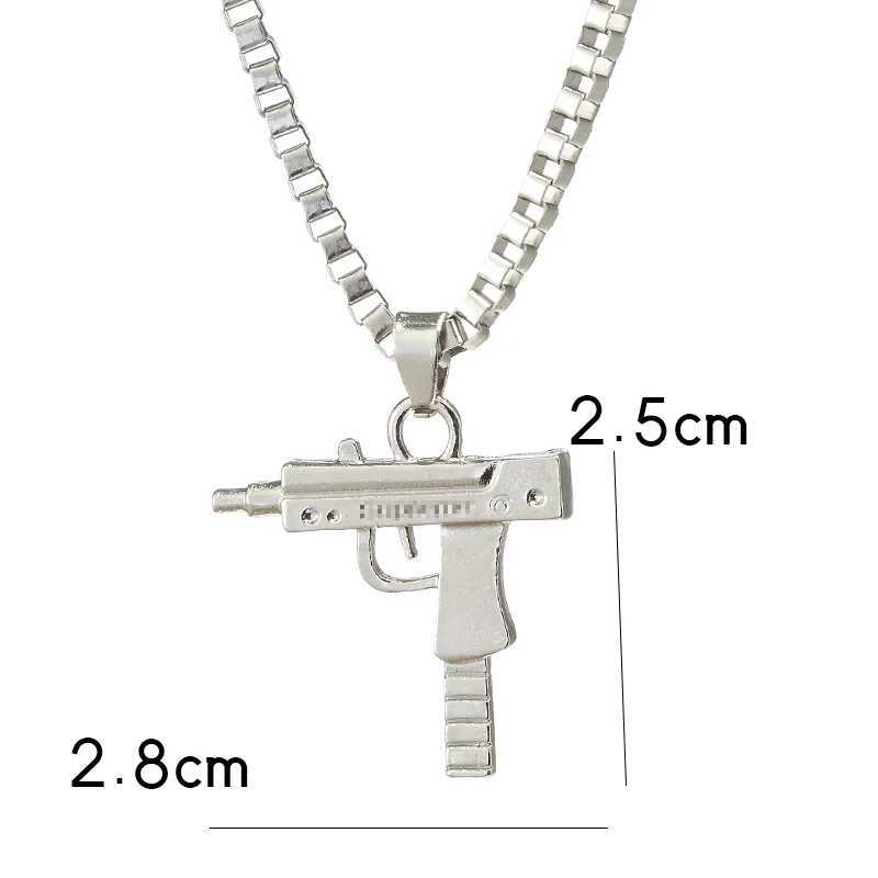 New models Hip Hop UZI Kolye GUN She Pendant Necklace Gold/Silver Color Army Style Male Chain Men Necklaces JewelryXJ241227
