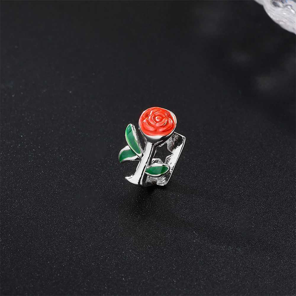 Hip Hop Teeth Grillz Rose Flower She Gold Plated Cs Charm Dental Grills For Men Women Jewelry Halloween Cosplay Gift W241227