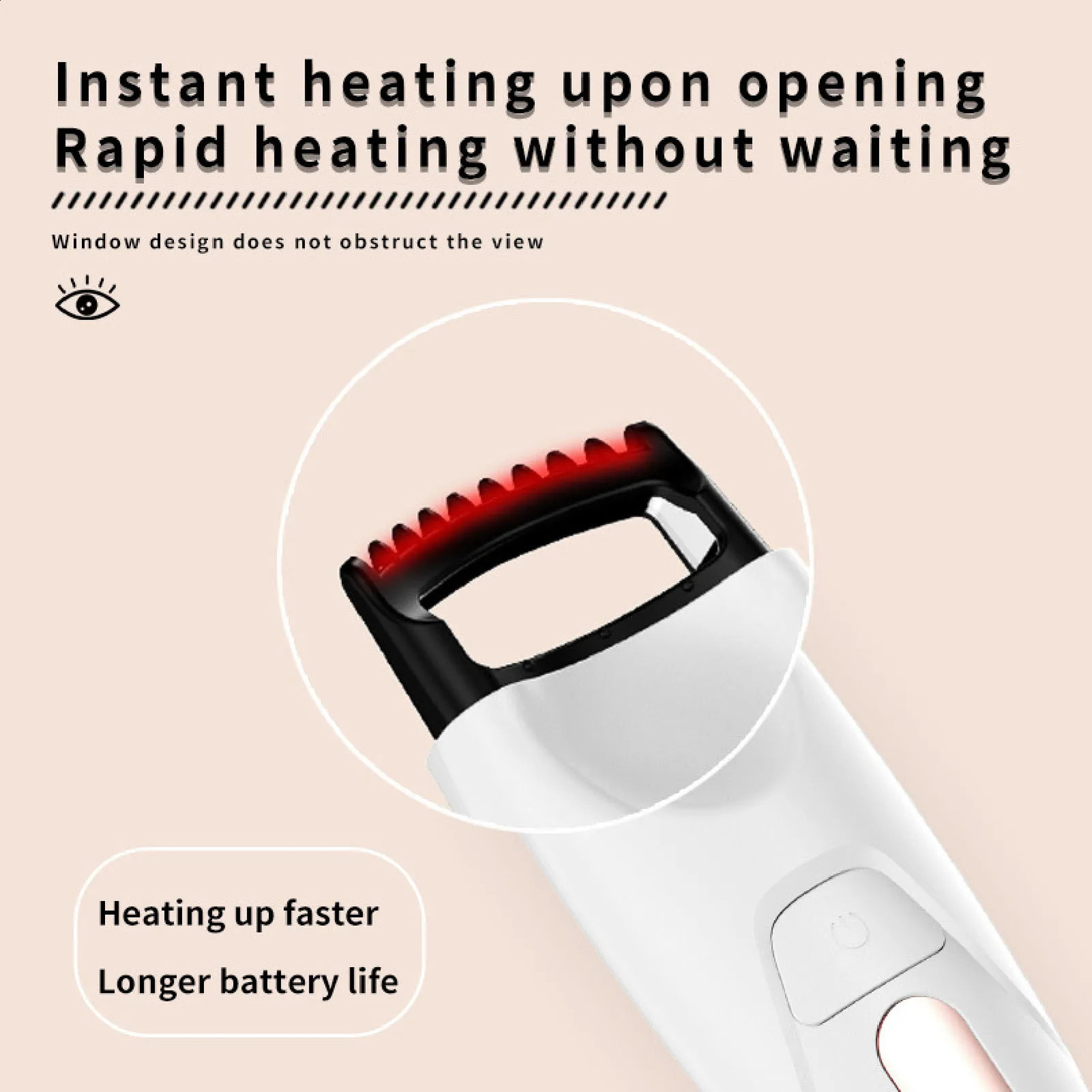 Heated Eyelash Curler Easy To Operate Long Lasting Portable 3 Gear Temperature Control Cordless Heated Lash Curler for Beauty 241226
