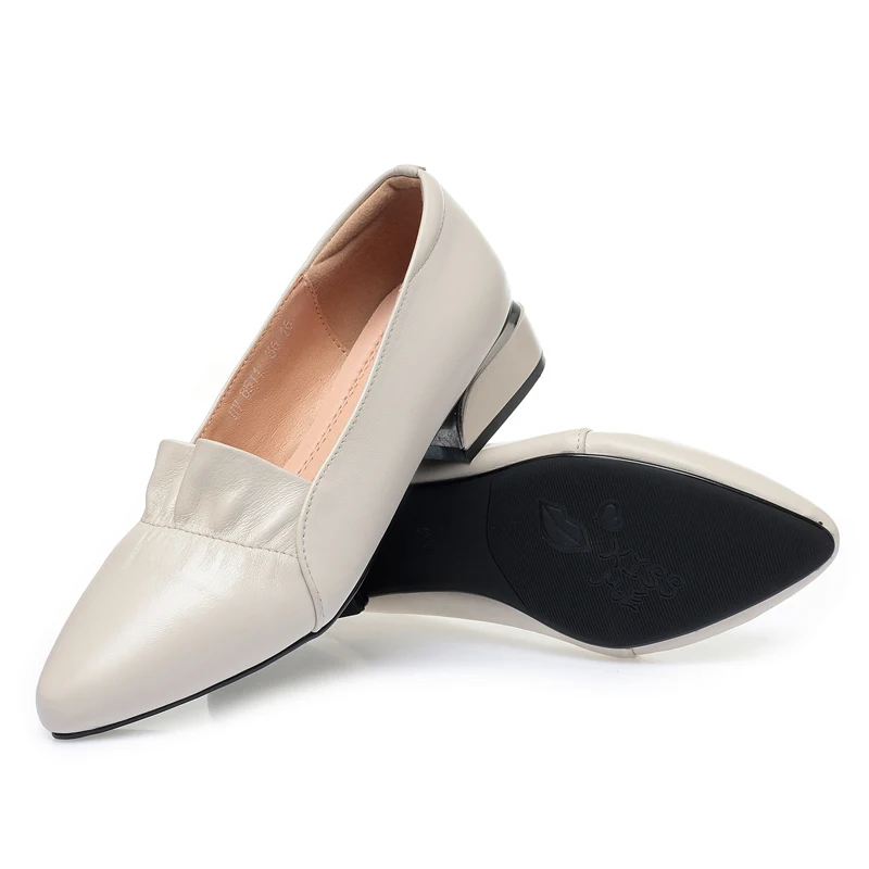 AIYUQI Women's Shoes Big Sizes Genuine Leather Slip-on Women's Banquet Shoes Fashion Red Pointed Shoes Women