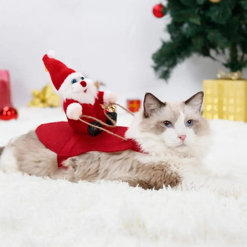 Creative Dog Cat Christmas Costume Santa Claus Riding Pet Cosplay Clothes Christmas Party Pet Coat Year Gift 241225