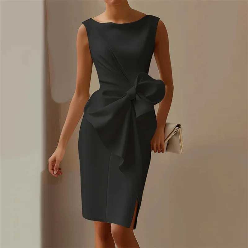 Commuting strapless bow Midi dress for women fashionable ultra-thin pull-out party dress summer casual womens 2025 solid color dress X241226
