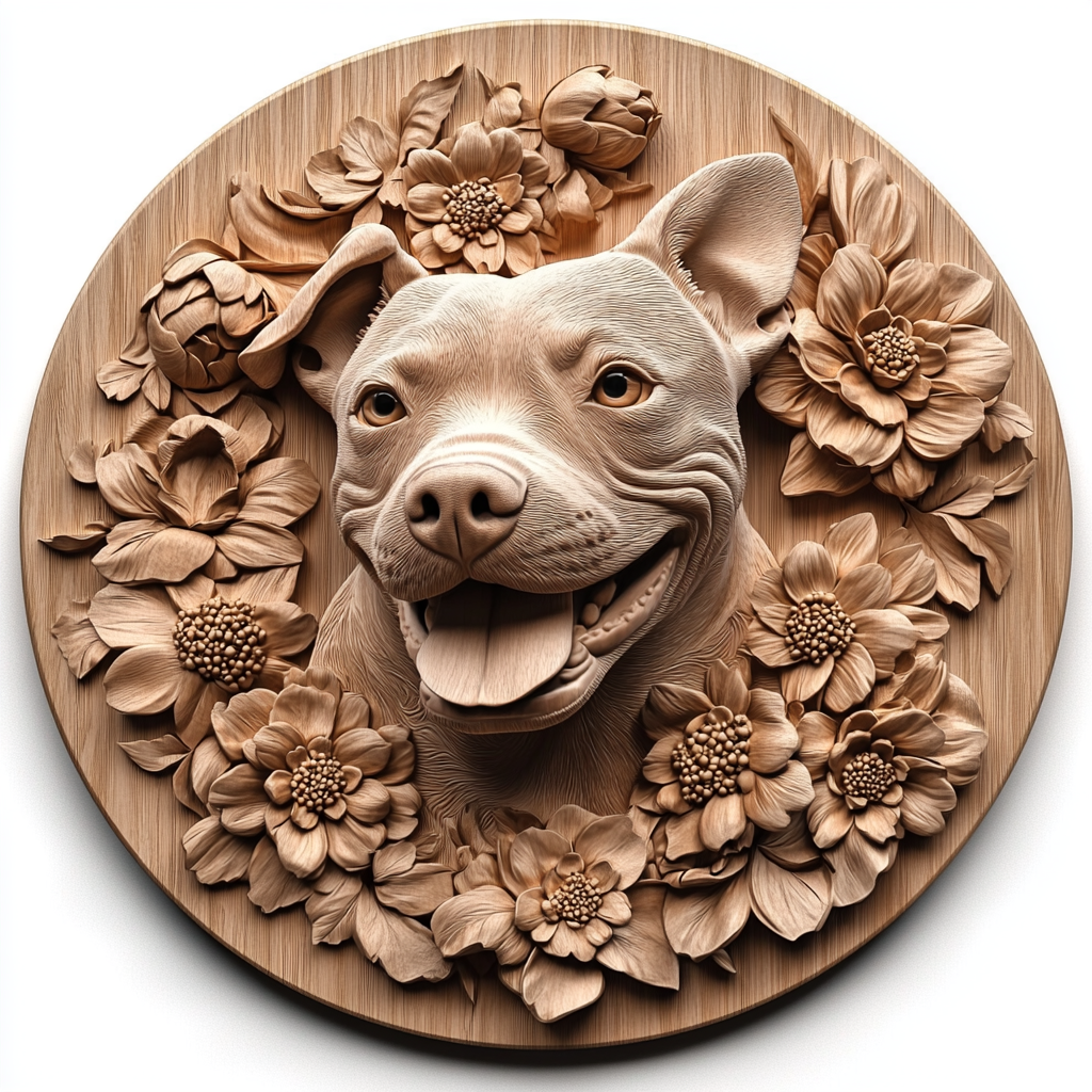 Customizable Aluminum Pet Ornaments - American Staffordshire Terrier Circular Paintings - Unique Pet Souvenir Tombstones