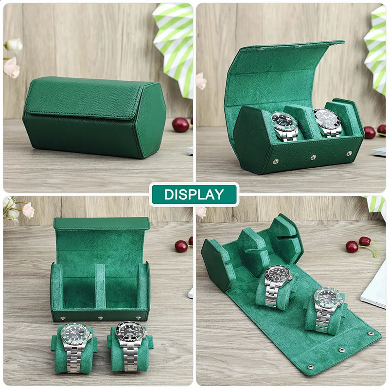 2/3/4Slots Watch Roll Box Genuine Leather Watch Travel Roll Box Jewelry Storage Organizer Anti Drop Leather Portable Watch Case 241226