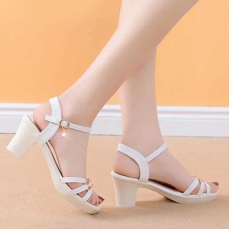 High Quality Fashion Chunky Heel Sandals for Women Summer New High Heels Sandals Simple Elegant Summer Women Shoes Womens Sandals T241227