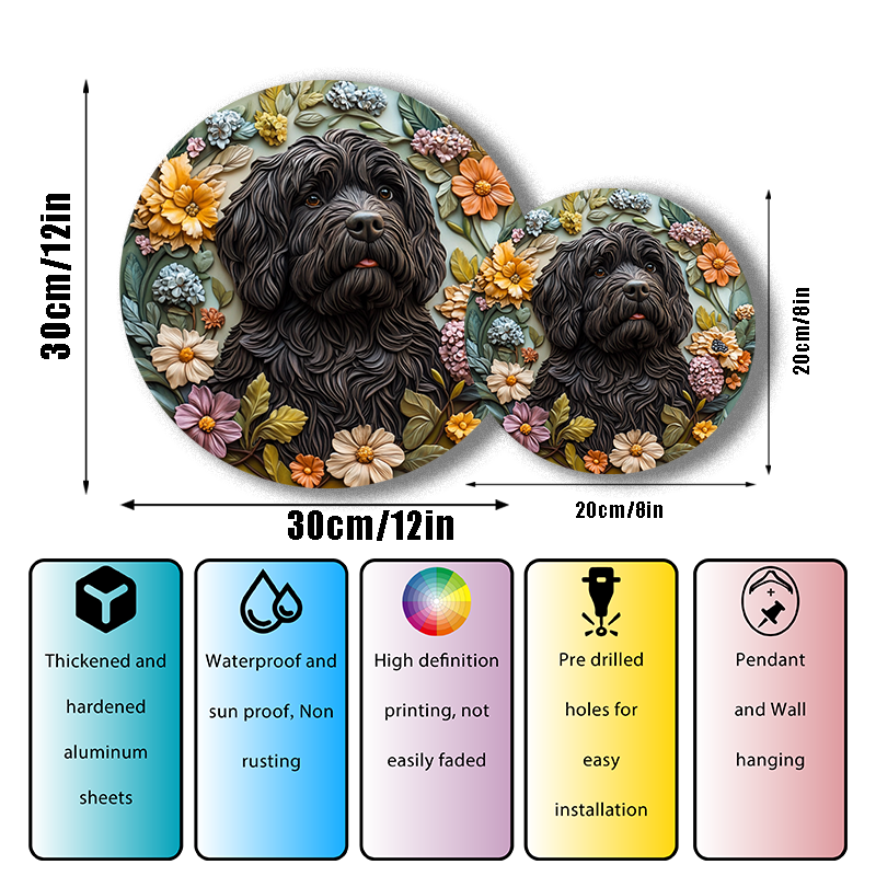 Flanders Cattle Dog Aluminum Pet Ornament - Customizable Circular Decorative Painting & Souvenir Tombstone