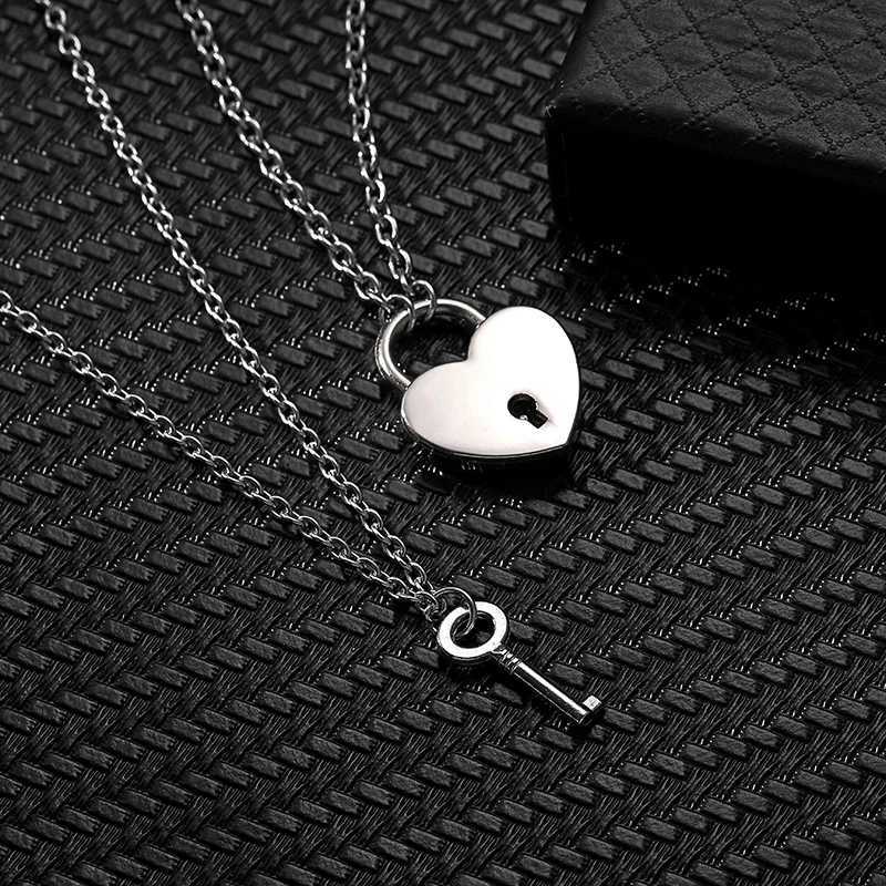 2pcs Key Lock Couple Necklace for Women Men Stainl Steel Heart Shed Key Lock Link Chain Eternal Jewelry GiftsXJ241227