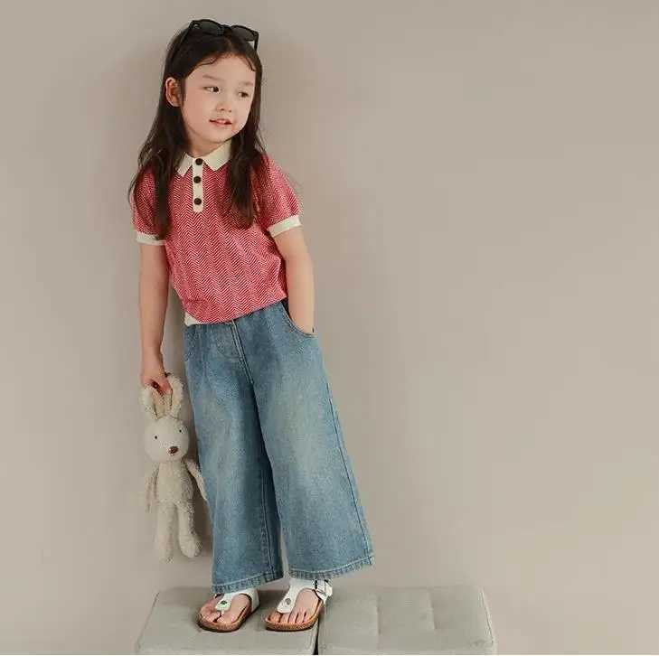 South Korean Sle loose jeans for girls 2024 fashion denim pants for children casual Trouser streetwear children chic breeze 4 seasons available W24122