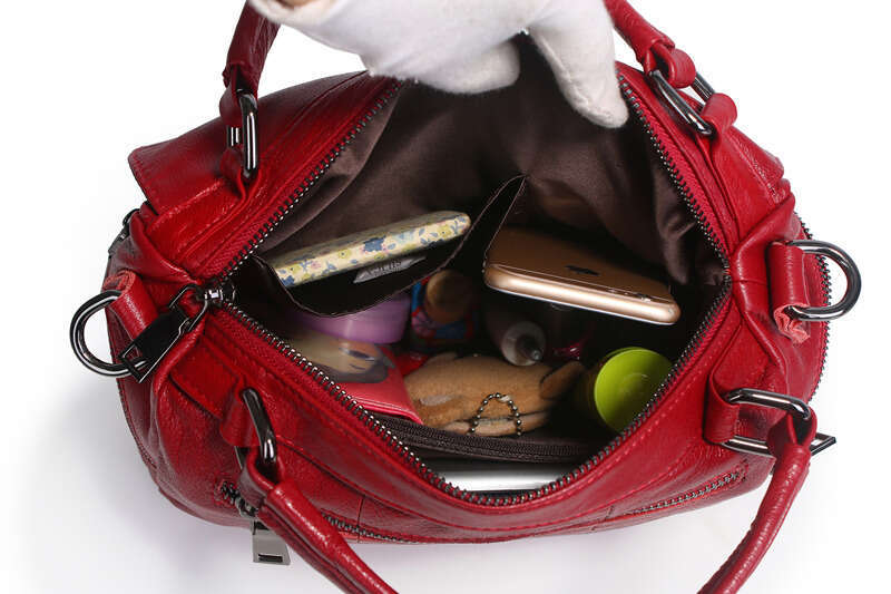 High Quality Red Grey Brown Black Top Grain Genuine Leather Small Women Handbag Lady Shoulder Messenger Bag Female Tote M8916