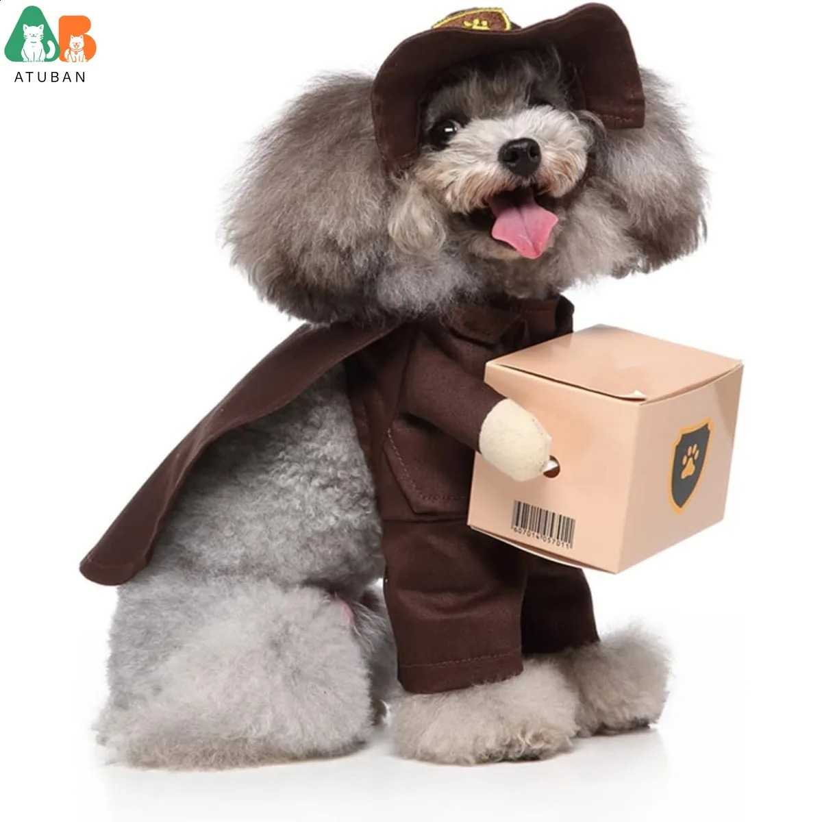 ATUBAN Pet Dog Cat Halloween Costume Funny Halloween Christmas Party Clothes Apparel for Small Dog Cat Cosplay Porter Costume 241225