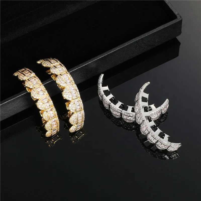 Hip Hop 1 Set Baguette Stones d Out CZ Teeth Grillz Cs 2 Colors Cubic Zircon Top Bottom Charm Grills For Men Women Jewelry W241227